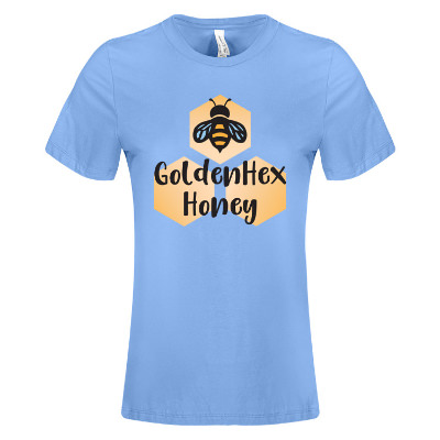 Carolina blue tee with custom full color logo.