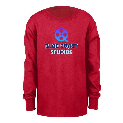 Red customizable youth full color long sleeve t-shirt
