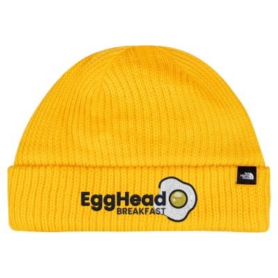 Custom TNF yellow embroidered beanie.