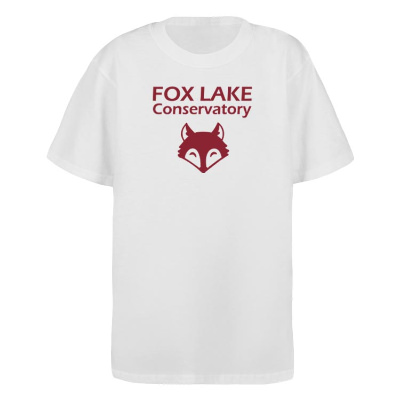 White youth custom imprinted short sleeve shirt.