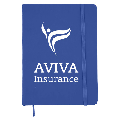 Blue notebook with custom imprint