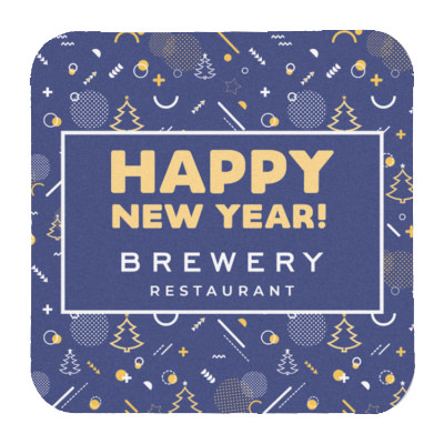 White pulpboard coaster with a customized imprint.