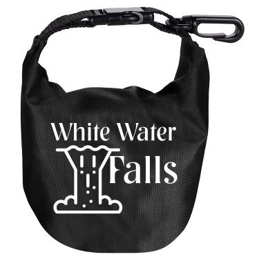 Black polyester first aid kit with a branded logo.
