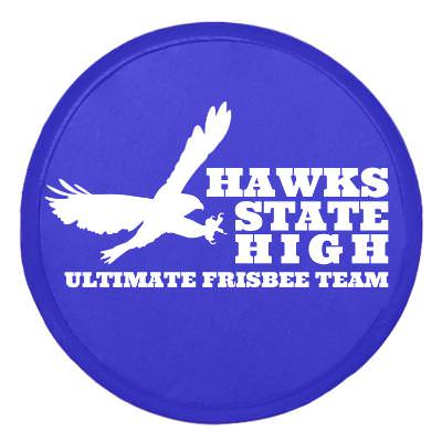 Nylon blue hand fan with a branded logo.