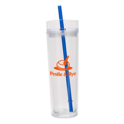 Dual lid custom tumbler with imprint.