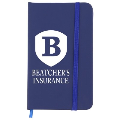 PVC blue mini journal with printed logo.