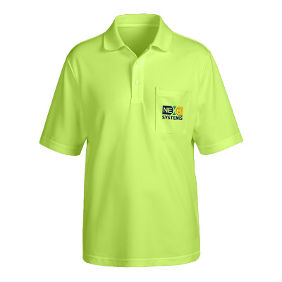 Custom embroidered safety yellow performance polo
