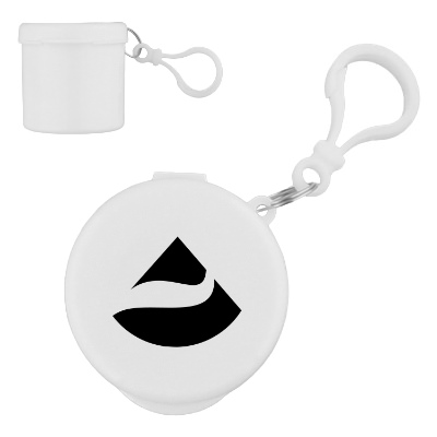 Poncho with white case and custom logo.