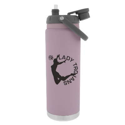 Stainless steel pink water bottle with custom logo in 50 oz.