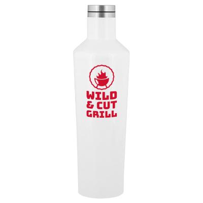 Gloss white stainless bottle with custom imprint.