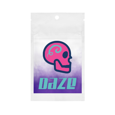 White barrier bag with custom full color imprint.