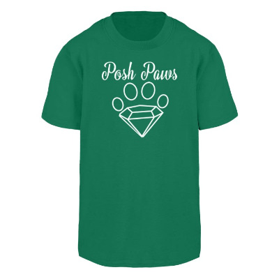Green youth custom imprinted short sleeve shirt.