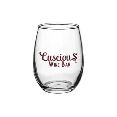 Glass clear wine glass with custom imprint in 9 ounces.