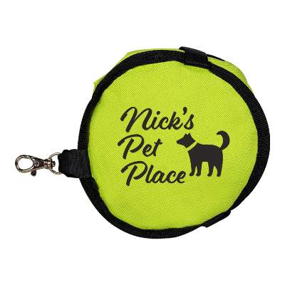 Green dual pet bowl with custom imprint.