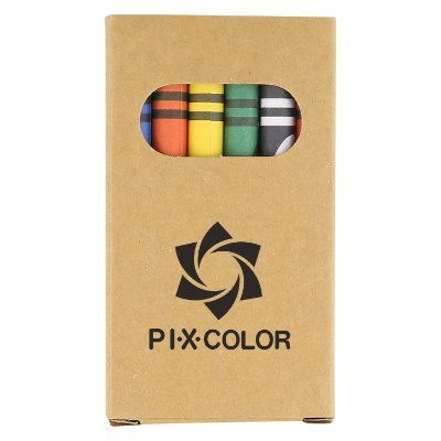 Natural six piece crayon box with logo.