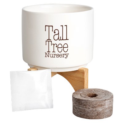 White ceramic personalized planter set.