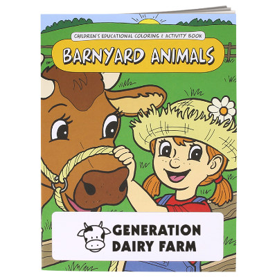 Multicolored paper coloring book with a custom imprint.