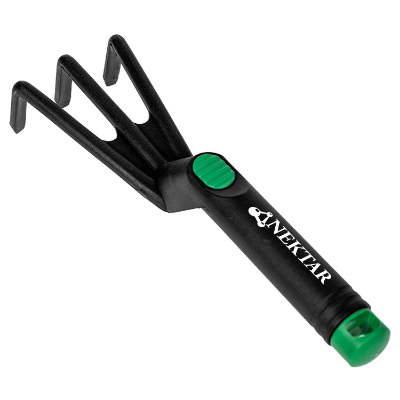 Black plastic branded hand rake.