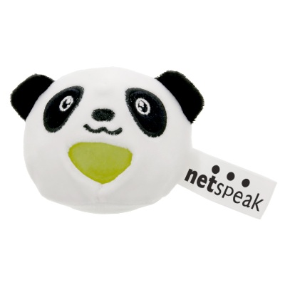 White foam stress ball with a personalized logo.