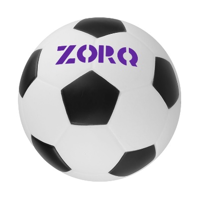 White with black foam stress ball with a custom logo.