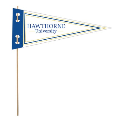 White cardstock pennant with a custom full-color logo.