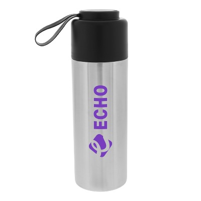 Steel stainless bottle with custom logo.
