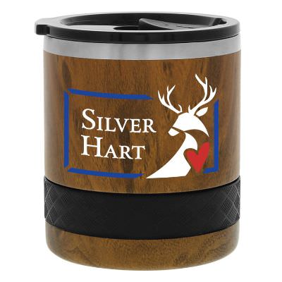 Teak Wood Brown tumbler with full color logo.