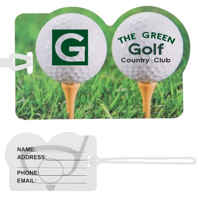 Golf balls luggage tag with full color imprint.
