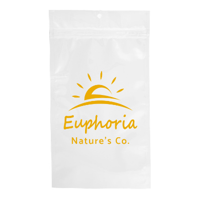 White barrier bag with custom imprint.