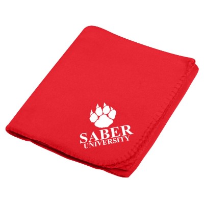 Coxy green fleece blanket with custom logo.