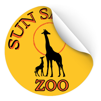 8 inch circle sticker with full color custom imprint.