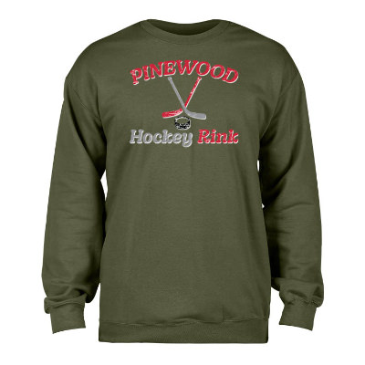 Personalized green fleece crewneck with custom logo
