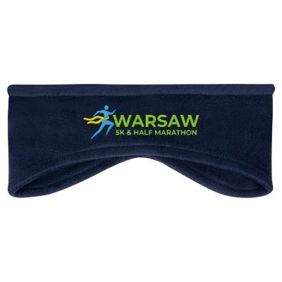 Custom embroidered navy headband.