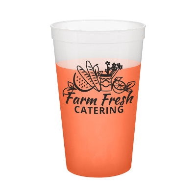 Color changing stadium cup with custom logo in 22 oz.