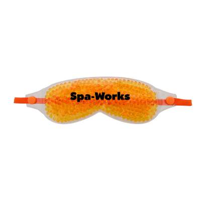 Plastic orange hot and cold pack with a branded logo.