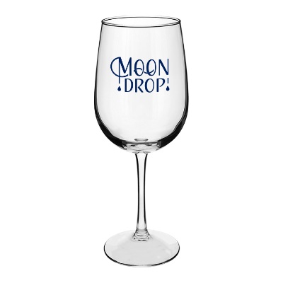 Glass clear wine glass with custom imprint in 16 ounces.