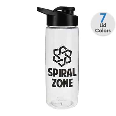 Tritan green water bottle with custom logo and snap lid in 26 ounces.