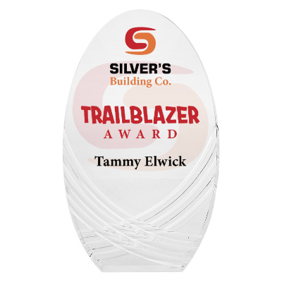 Acrylic award with custom full color imprint.