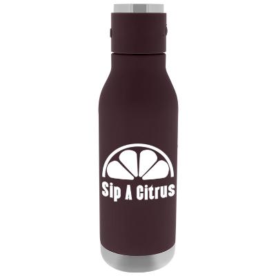 Stainless black sports bottle with speaker and custom logo in 17 oz.