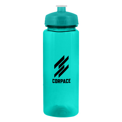 Aqua plastic bottle with custom logo.