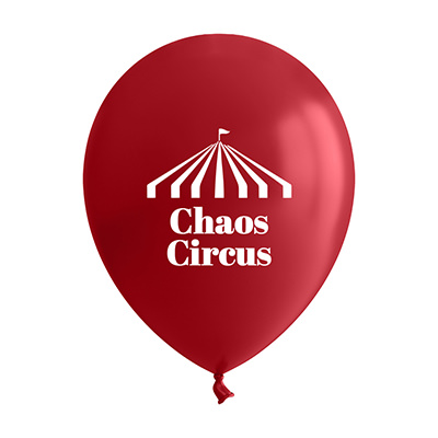 Red latex balloon with a custom imprint