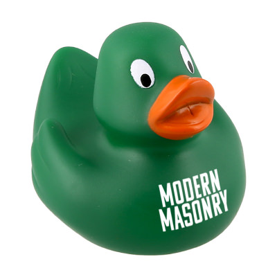 Plastic blue custom rubber duck.