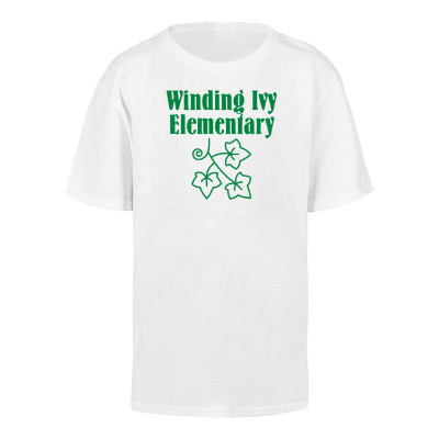 White youth custom imprinted short sleeve shirt.