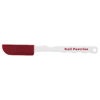 Slim silicone spatula with personalized one color imprint.