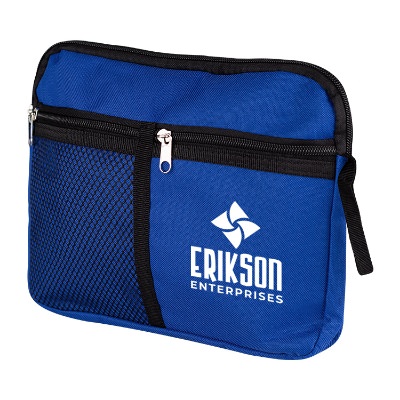 Polycanvas royal blue multi-purpose travel bag with logoed imprint.