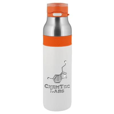 Stainless buzzer bottle with engraved imprint.