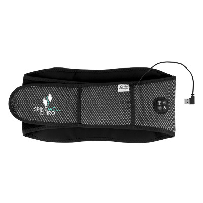 Gray massage belt with a branded imprint.