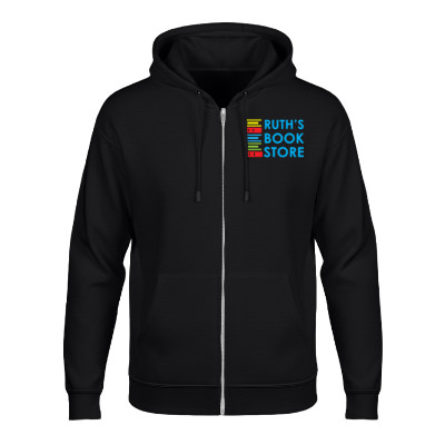 Black custom logoed hooded sweatshirt.