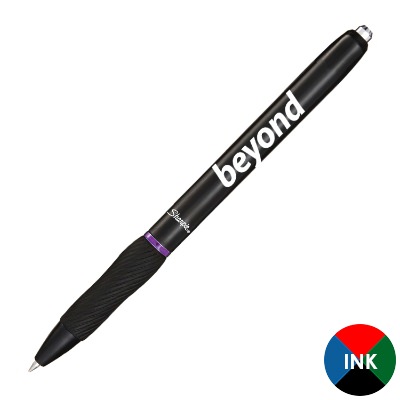 Black pen with personalized logo.