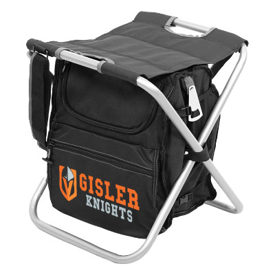 Black polyester chair with a personalized logo.
